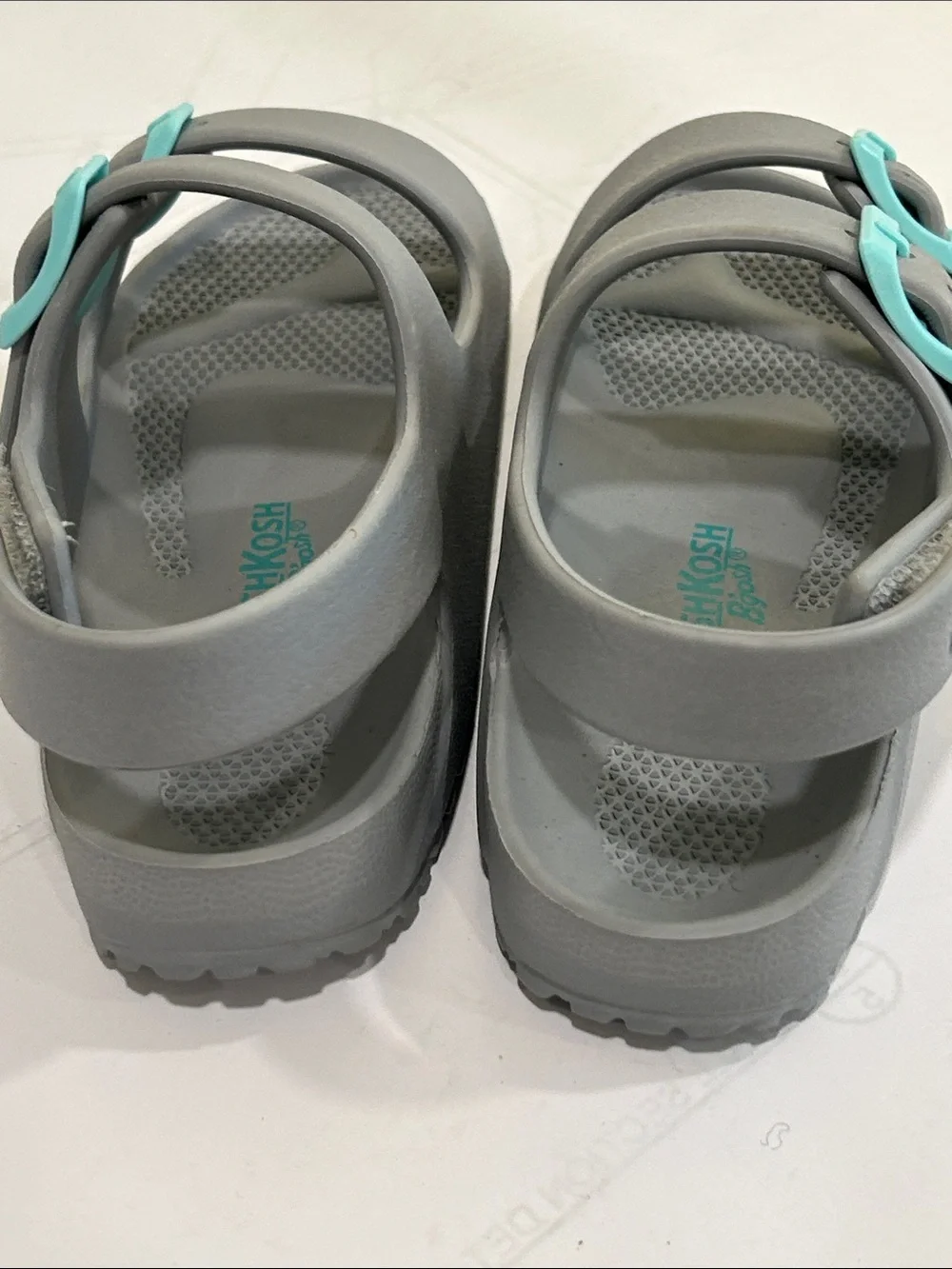 OshKosh B'gosh Gray Sandals with Teal Buckles